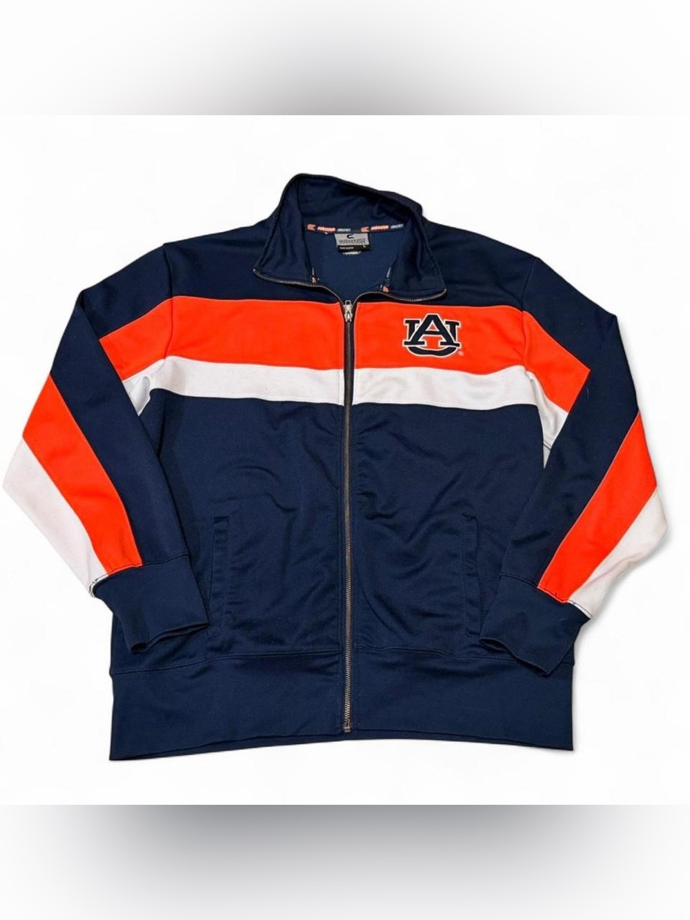 Colosseum Navy Orange White Auburn Zip-Front Track Jacket